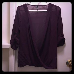 Maurice’s Chiffon Wrap Front Top In Plum